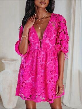 Vici Paulette Floral Mini Dress NWT Size M Puff Sleeve Cottagecore Spring